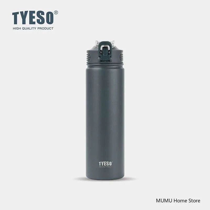 TYESO 600/750ML Thermos Bottle With Straw Stainless Steel Car Thermal Cup Sports Water Bottles Keeps Cold and Heat Thermal Mug Writings On The Wall 
