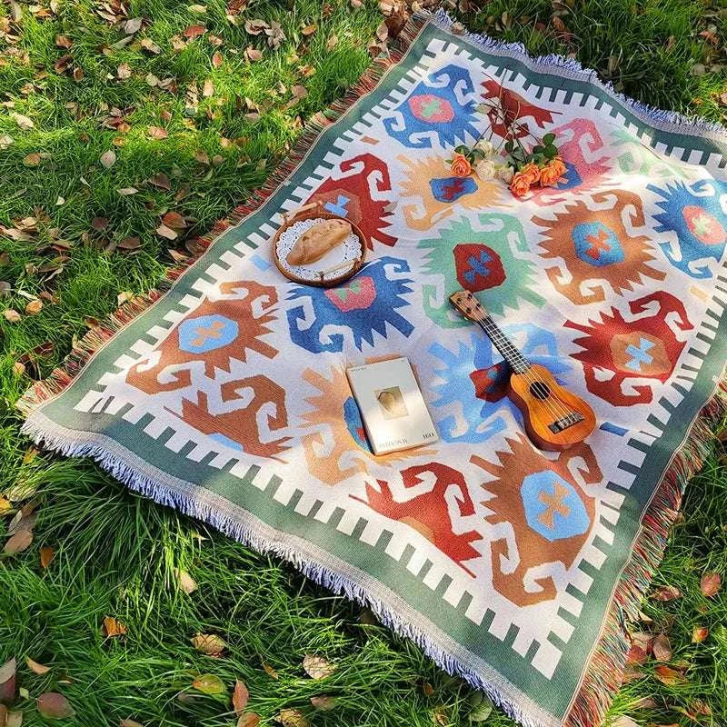 1pc Outdoor blanket, picnic mat, home bed sheet, checkered sofa, throwing camping blanket, tent mat, warm blanket, tear resistan Writings On The Wall 