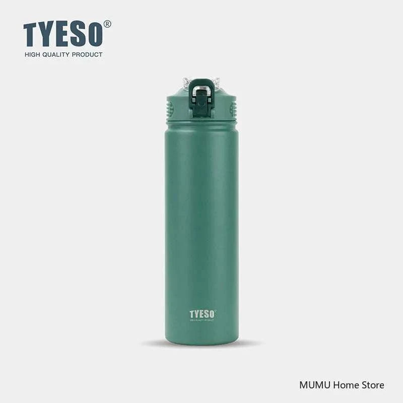 TYESO 600/750ML Thermos Bottle With Straw Stainless Steel Car Thermal Cup Sports Water Bottles Keeps Cold and Heat Thermal Mug Writings On The Wall 