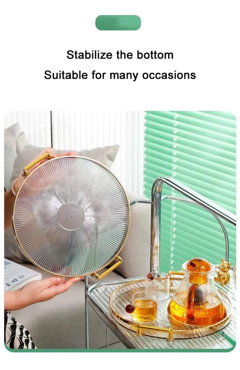 Round Serving Decorative Tray Plastic Serving Tray Kitchen Storages Decor for Party Coffee Table for Living Room Bathroom Writings On The Wall 