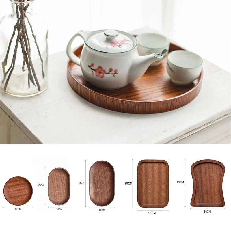 Walnut Wooden Tray Ins Wind Small Wooden Plate Japanese Rectangular Dinner Plate Cake Bread Coffee Tea Solid Wood Plate Tray Writings On The Wall 