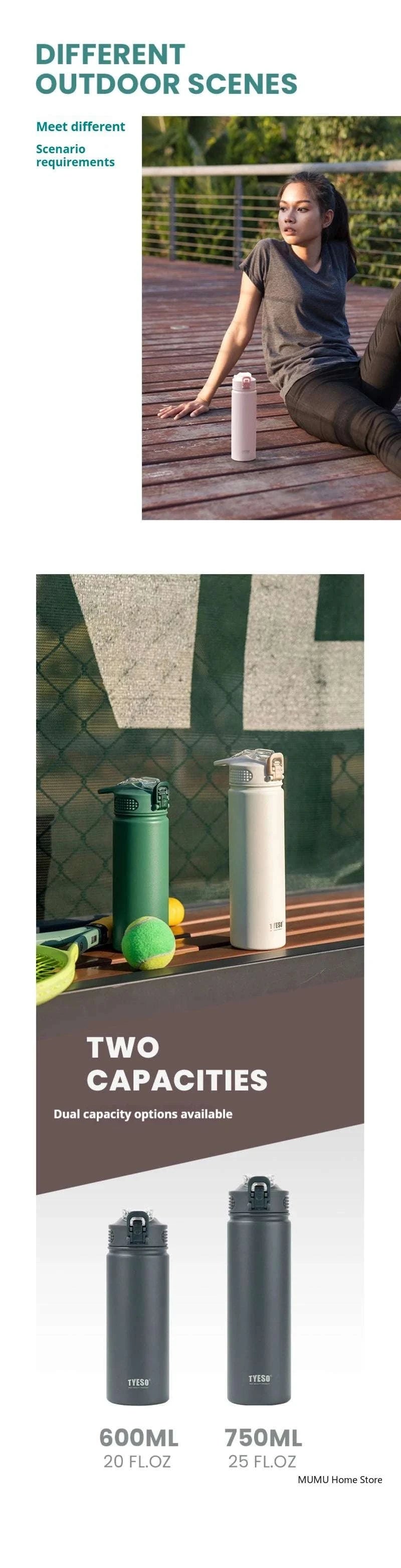 TYESO 600/750ML Thermos Bottle With Straw Stainless Steel Car Thermal Cup Sports Water Bottles Keeps Cold and Heat Thermal Mug Writings On The Wall 