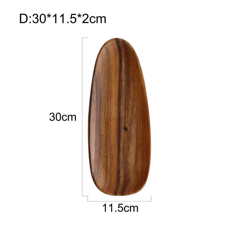 Solid Wood Dinner Plates Irregular Oval Serving Tray Fruit Dishes Dry Fruit Sushi Tea Tray Bread Wooden Plate Home Decoration Writings On The Wall 