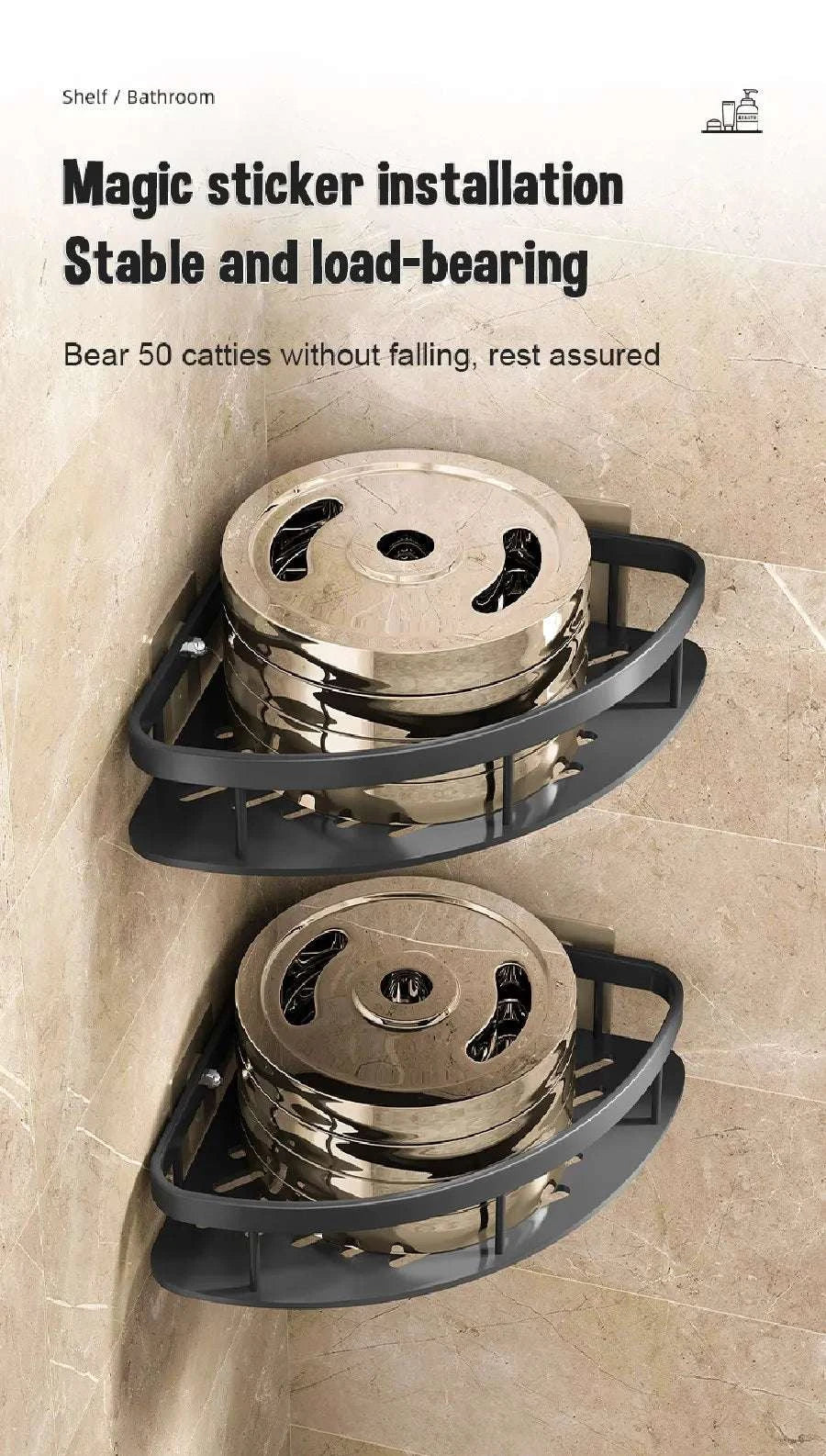 Bathroom Shelves Wall Mounted No Drill Space Aluminum Shower Corner Caddy Storage Shelf Kitchen Organizer Rack Floating Shelf Writings On The Wall 