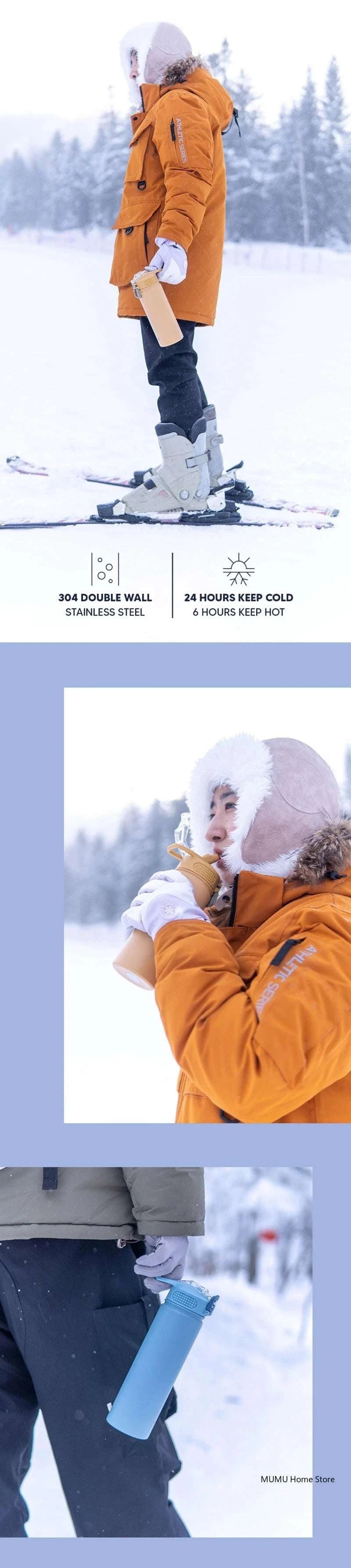 TYESO 600/750ML Thermos Bottle With Straw Stainless Steel Car Thermal Cup Sports Water Bottles Keeps Cold and Heat Thermal Mug Writings On The Wall 