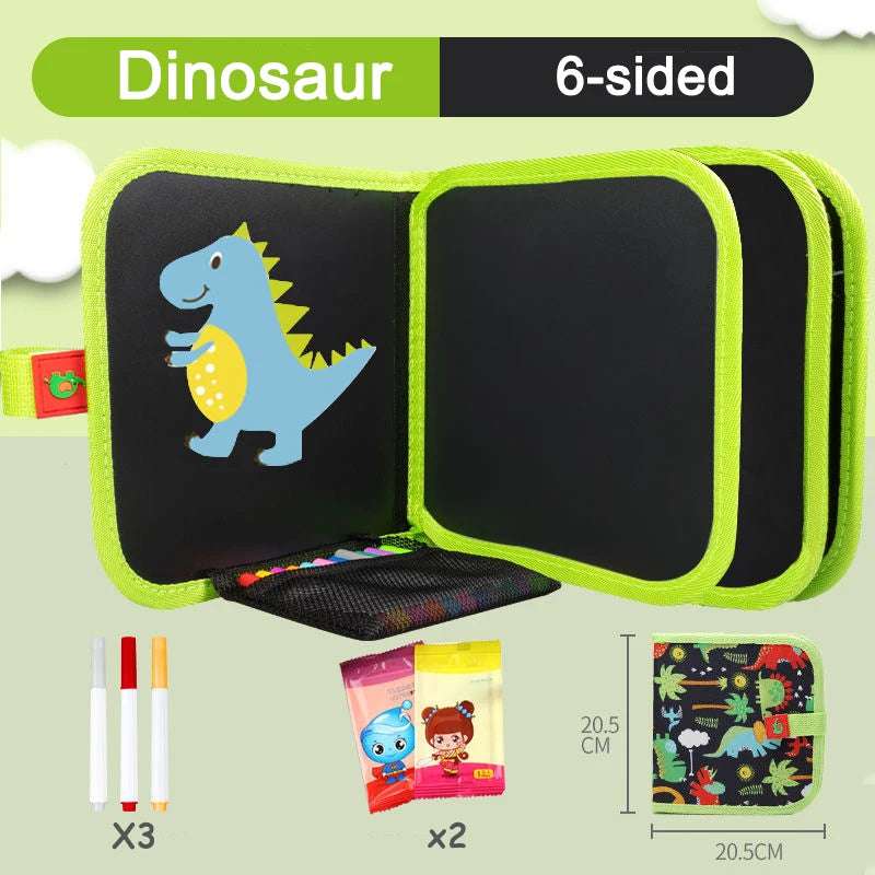 Montessori Portable Painting Book Set Magic Blackboard Coloring Pen Wiping Reusable Drawing Diy Puzzle Educational Toys Writings On The Wall 