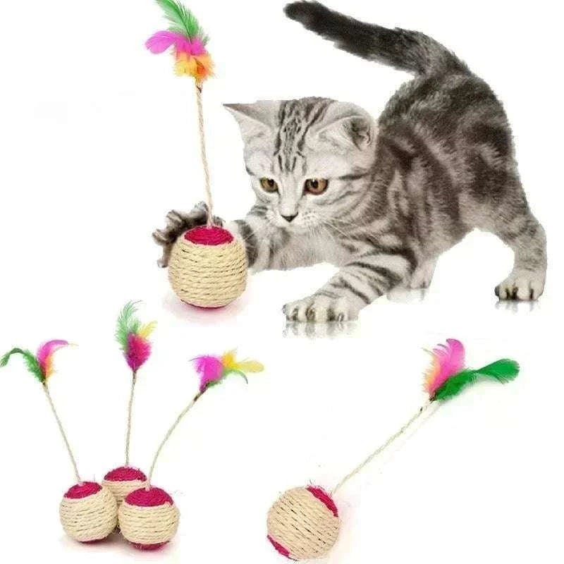1Pc Cat Toy Sisal Scratching Ball Training Interactive Toy for Kitten Pet Cat Supplies Feather Toy Cat Toys Interactive Writings On The Wall 