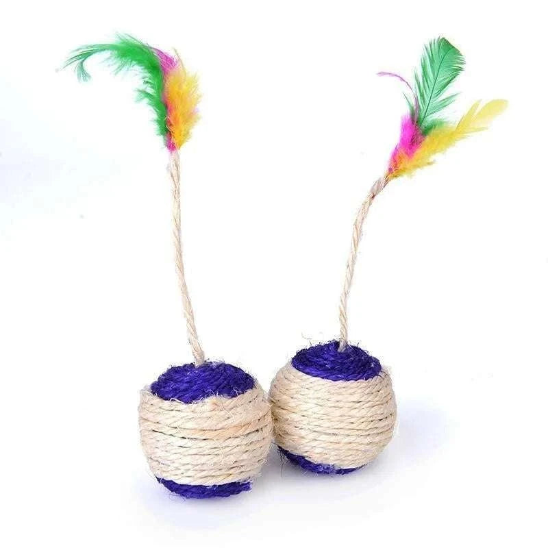 1Pc Cat Toy Sisal Scratching Ball Training Interactive Toy for Kitten Pet Cat Supplies Feather Toy Cat Toys Interactive Writings On The Wall 