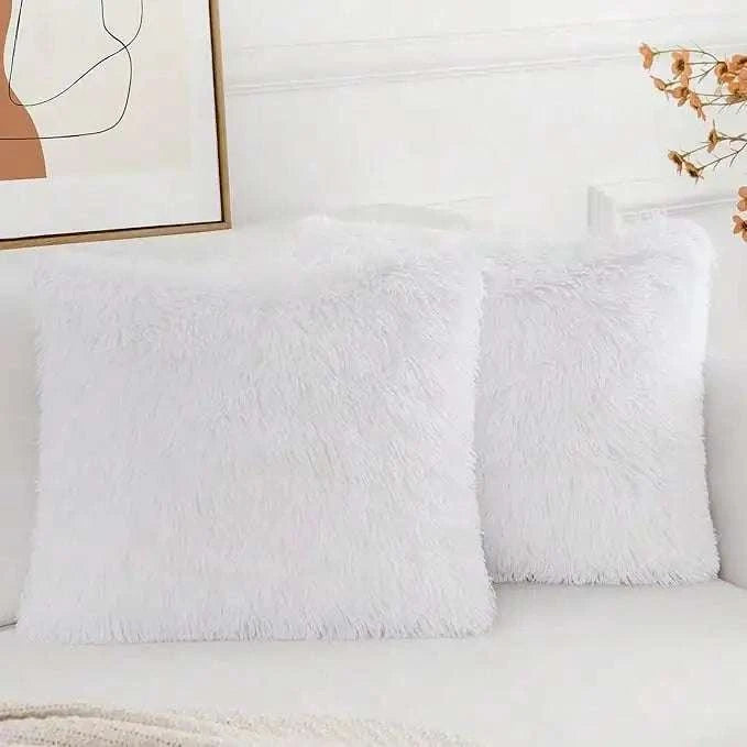 Pack of 2 Luxury Faux Fur Throw Pillow Cover Deluxe Decorative Plush Pillow Case Cushion Cover for Sofa Bedroom （no pillowcore） Writings On The Wall 