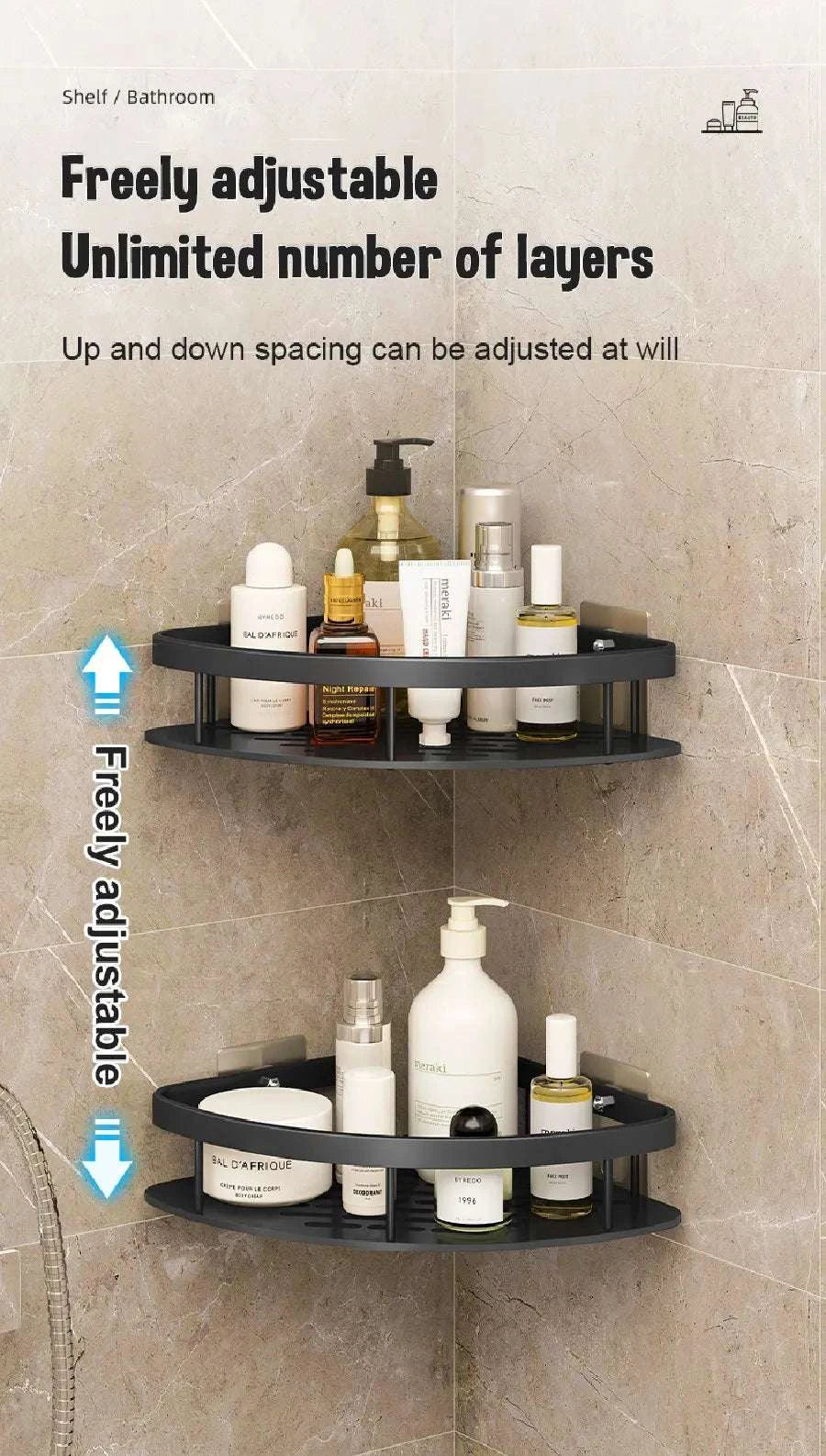 Bathroom Shelves Wall Mounted No Drill Space Aluminum Shower Corner Caddy Storage Shelf Kitchen Organizer Rack Floating Shelf Writings On The Wall 