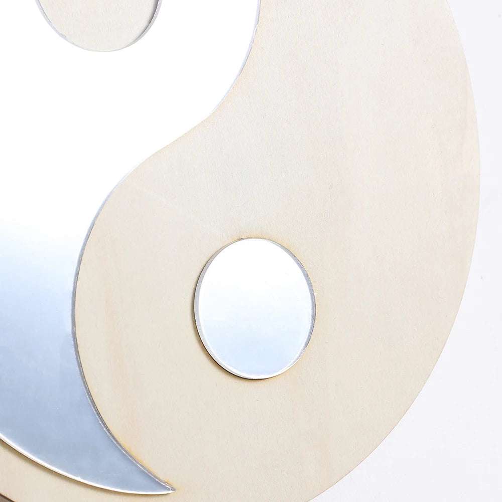 Wooden Mirror Home Decor Boho Wall Mirrors for Living Room Bedroom Tai Chi Yin Yang Wood Mirrors Room House Feng Shui Decoration Writings On The Wall 