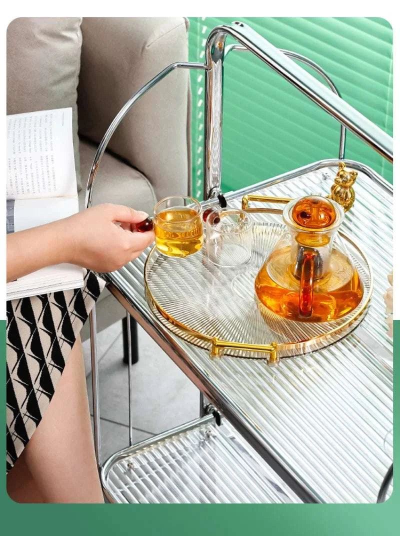 Round Serving Decorative Tray Plastic Serving Tray Kitchen Storages Decor for Party Coffee Table for Living Room Bathroom Writings On The Wall 