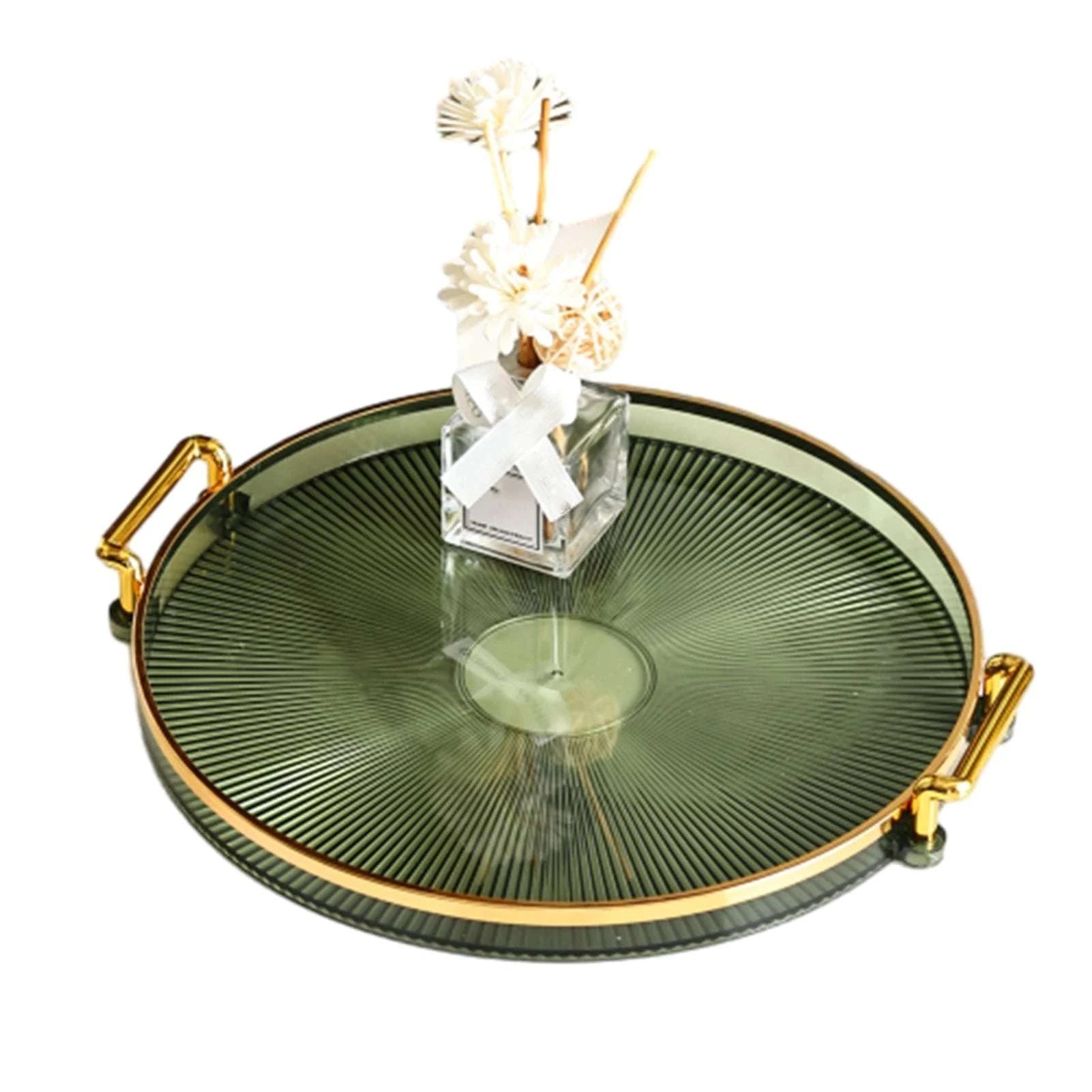 Round Serving Decorative Tray Plastic Serving Tray Kitchen Storages Decor for Party Coffee Table for Living Room Bathroom Writings On The Wall 