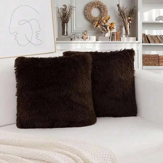 Pack of 2 Luxury Faux Fur Throw Pillow Cover Deluxe Decorative Plush Pillow Case Cushion Cover for Sofa Bedroom （no pillowcore） Writings On The Wall 