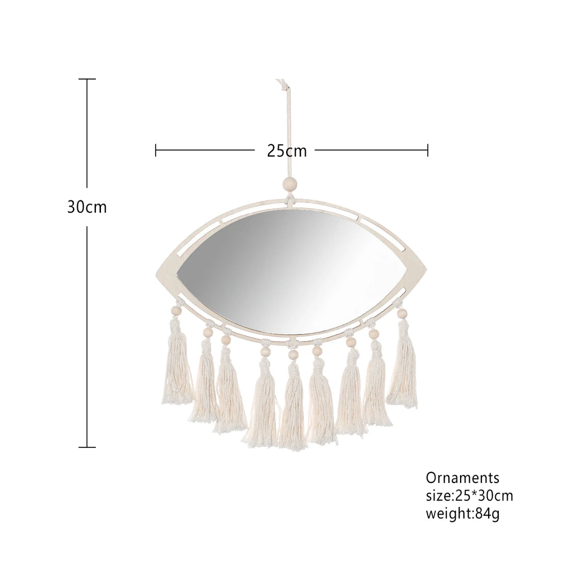 Macrame Mirror Eye Decorative Mirrors Wooden Home Wall Decor Boho Evil Eye Makeup Mirror Bedroom Living Room Tassel Decoration