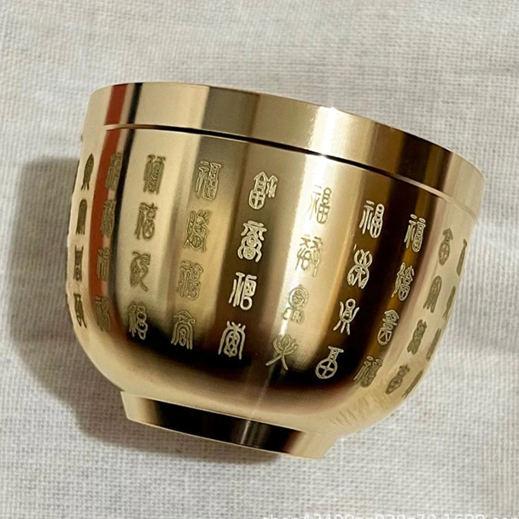 Gold Feng Shui Hundred Blessings Bowl Fine Workmanship Meaningful Gifts Copper Materials Exquisite Mini 4.5CM/6CM