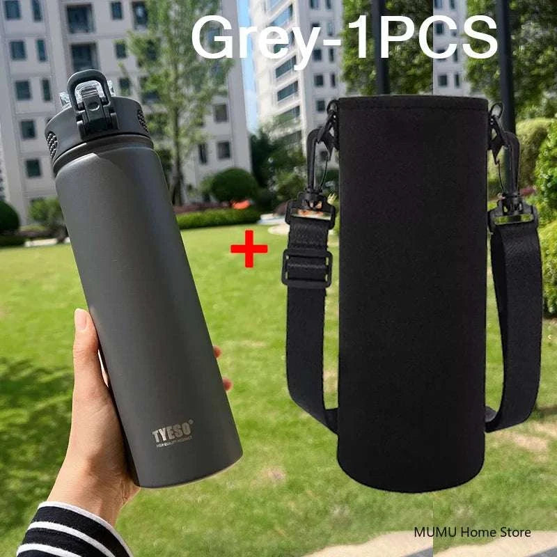 TYESO 600/750ML Thermos Bottle With Straw Stainless Steel Car Thermal Cup Sports Water Bottles Keeps Cold and Heat Thermal Mug Writings On The Wall 