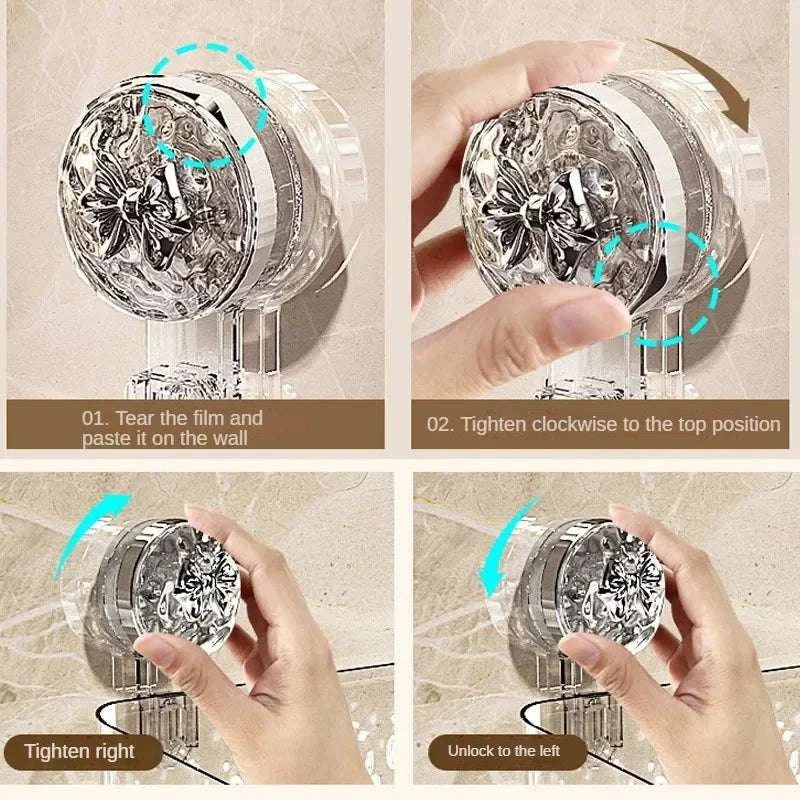 Shower Suction Cup Shelf Basket Light Glacier Pattern One Second Installation bathroom Organizer Storage Rotating to Suck Remove Writings On The Wall 