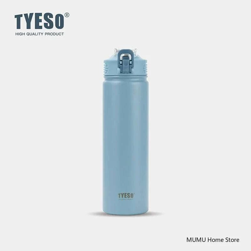 TYESO 600/750ML Thermos Bottle With Straw Stainless Steel Car Thermal Cup Sports Water Bottles Keeps Cold and Heat Thermal Mug Writings On The Wall 