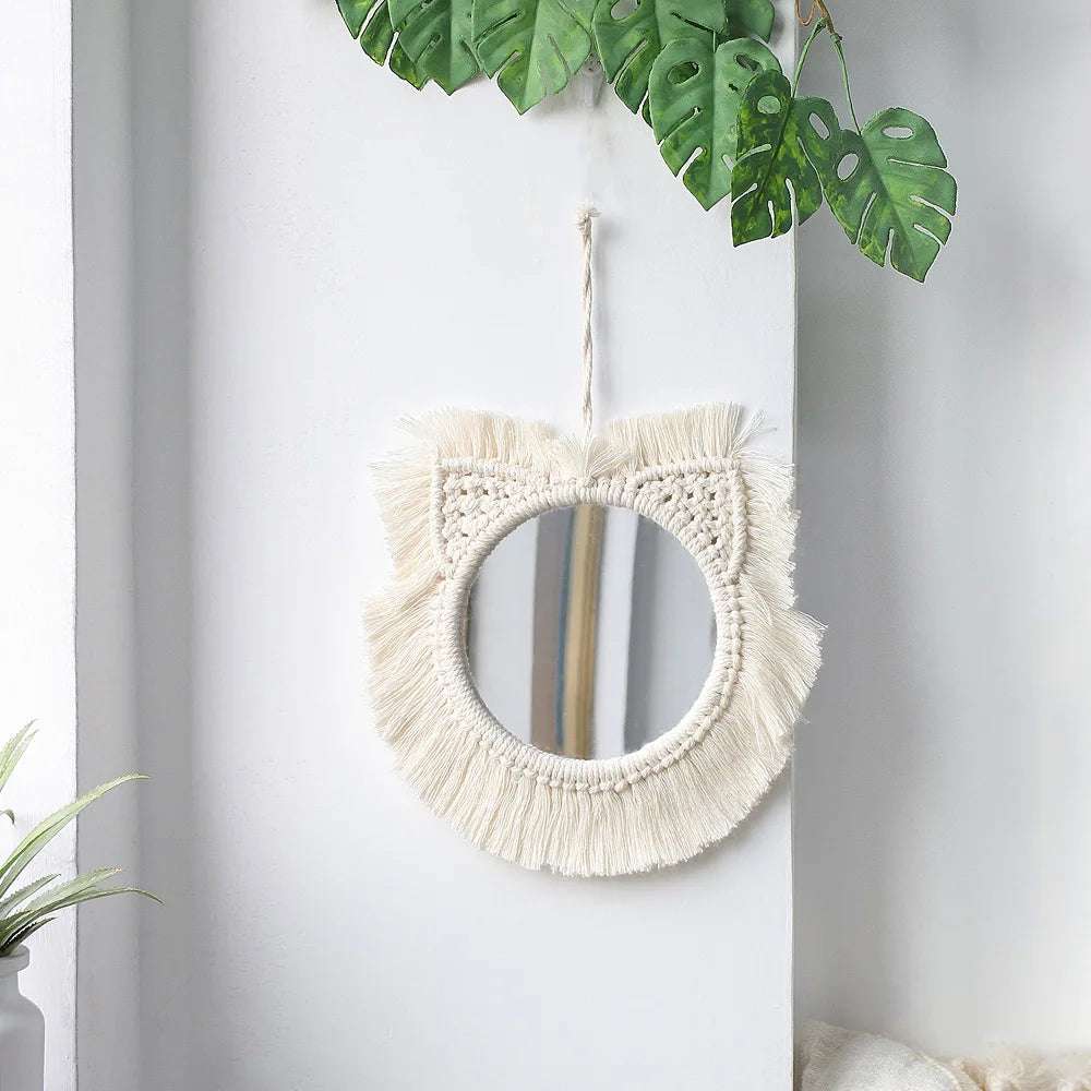 Wall Mirror Macrame Decorative Mirrors Boho Home Decor Wall Hanging Mirror for Living Room Decoration Bedroom Baby Nursery Gift Writings On The Wall 