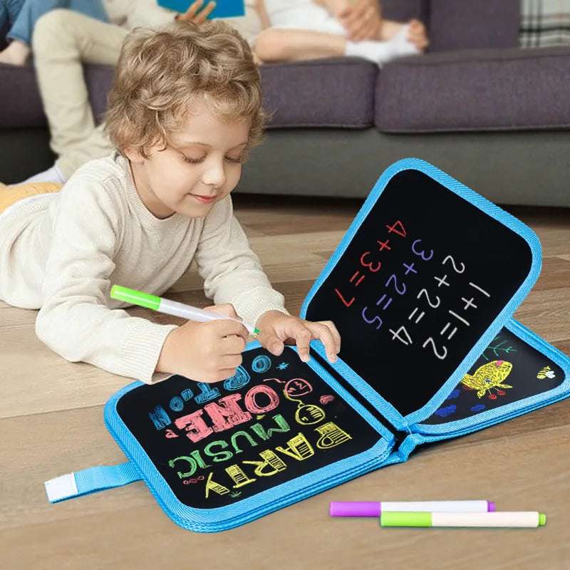 Montessori Portable Painting Book Set Magic Blackboard Coloring Pen Wiping Reusable Drawing Diy Puzzle Educational Toys Writings On The Wall 