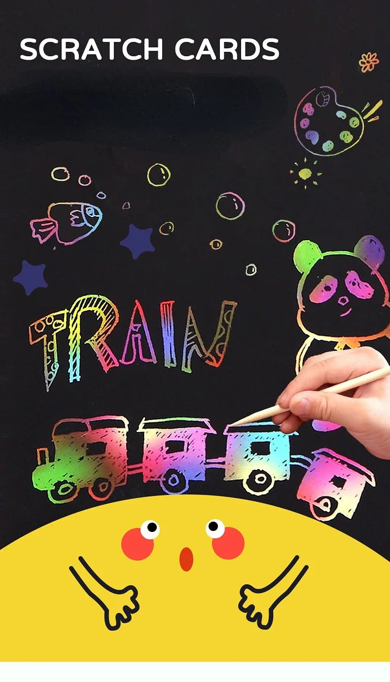 Rainbow Magic Scratch Off Paper Set for Kids Arts Scraping Painting Drawing Toys DIY Graffiti Book Montessori Educational Toys