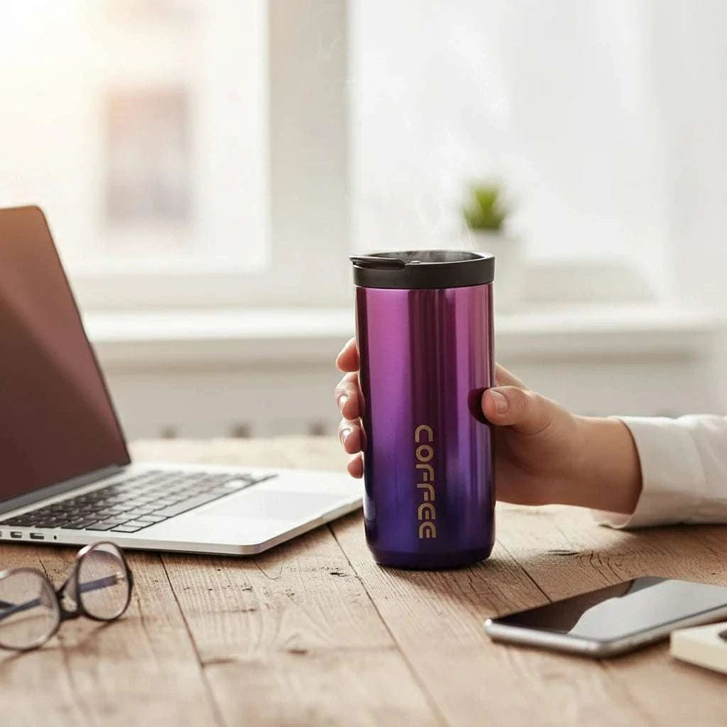 High Quality 304 Stainless Steel Travel Coffee Mug 400ML Double Wall Insulated Leak Proof Cup for Home Office Christmas Present Writings On The Wall 