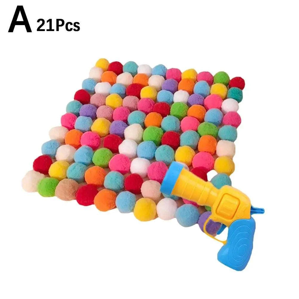 Cat Toys Interactive Launch Training Toy For Pet Kitten Creative Mini Shooting Gun Games Stretch Plush Ball Toys Pet Supplies Writings On The Wall 