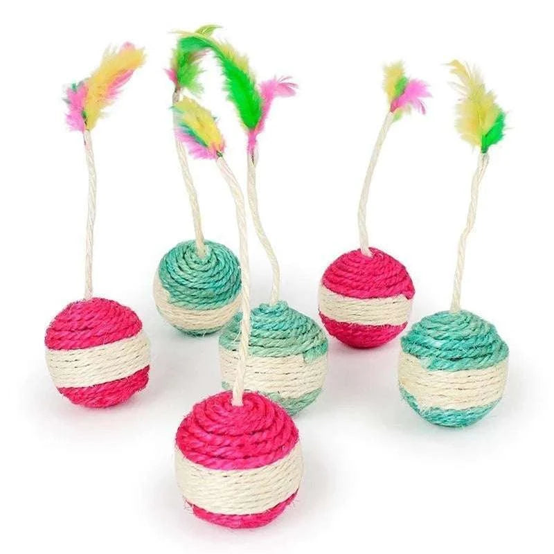 1Pc Cat Toy Sisal Scratching Ball Training Interactive Toy for Kitten Pet Cat Supplies Feather Toy Cat Toys Interactive Writings On The Wall 