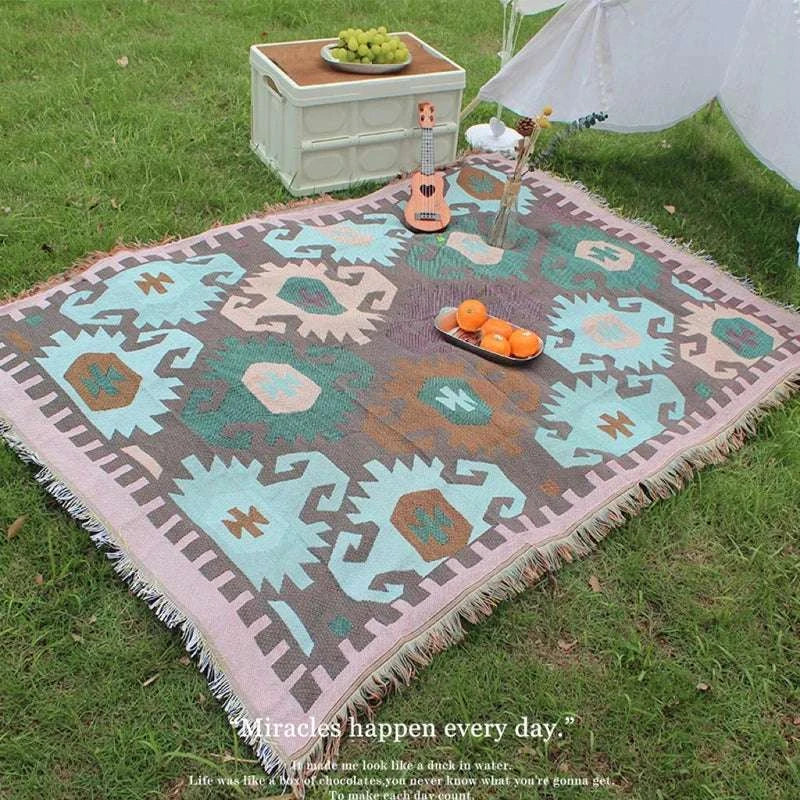 1pc Outdoor blanket, picnic mat, home bed sheet, checkered sofa, throwing camping blanket, tent mat, warm blanket, tear resistan Writings On The Wall 