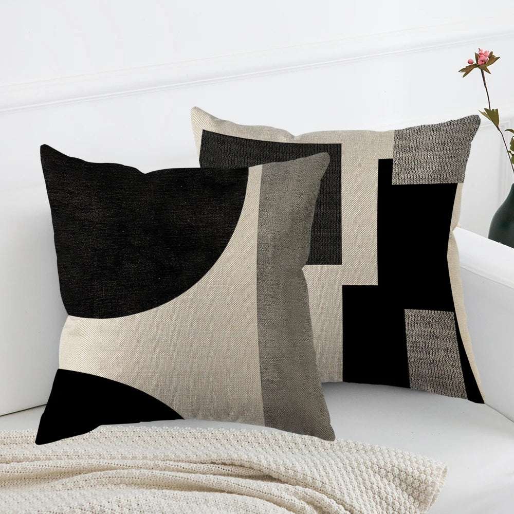1/4pcs Abstract Geometric Throw Pillow Covers 45X45cm Modern Boho Black And White Decorative Cushion Cases Home Decor Writings On The Wall 
