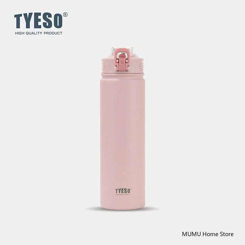 TYESO 600/750ML Thermos Bottle With Straw Stainless Steel Car Thermal Cup Sports Water Bottles Keeps Cold and Heat Thermal Mug Writings On The Wall 