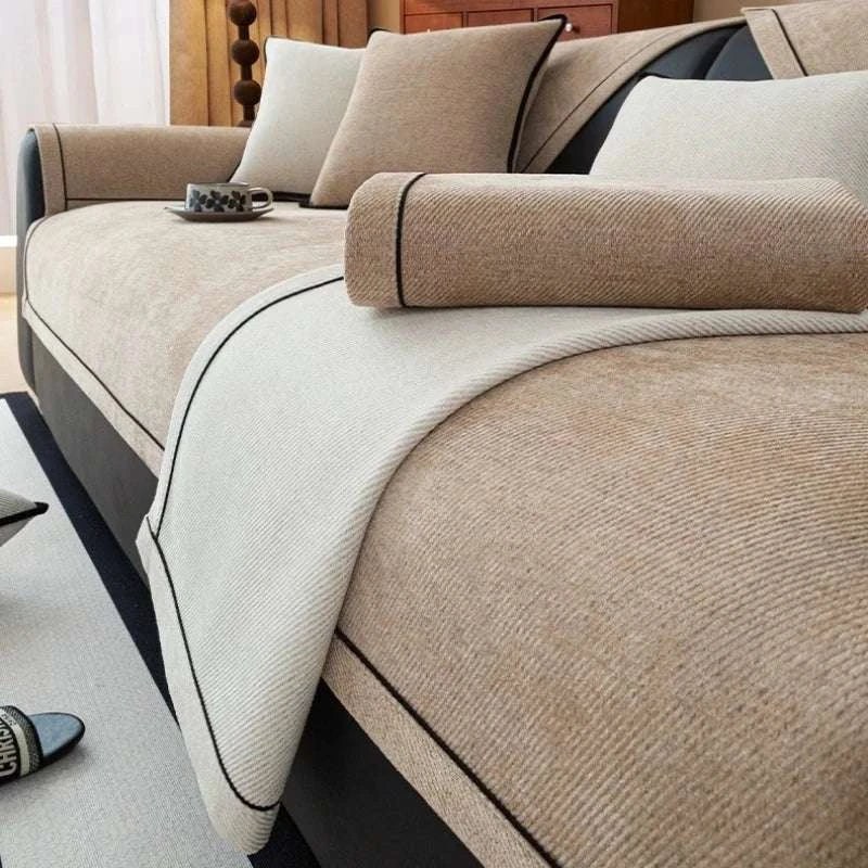 [Heavy Non-Slip Sofa Protector Classic] Luxurious Chenille Sofa Cover with Decorative Stitching - Thick, Sofa Towel Writings On The Wall 