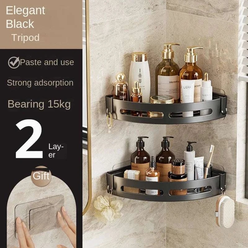1/2/3pcs plastics Bathroom Shampoo Holder Adhensive Shower Caddy Shelves Storage No Drill Shelf Corner Towel Holder Shelves Writings On The Wall 