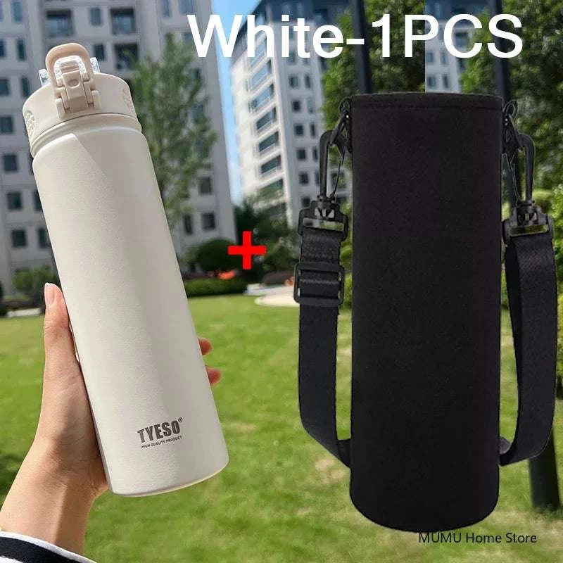 TYESO 600/750ML Thermos Bottle With Straw Stainless Steel Car Thermal Cup Sports Water Bottles Keeps Cold and Heat Thermal Mug Writings On The Wall 