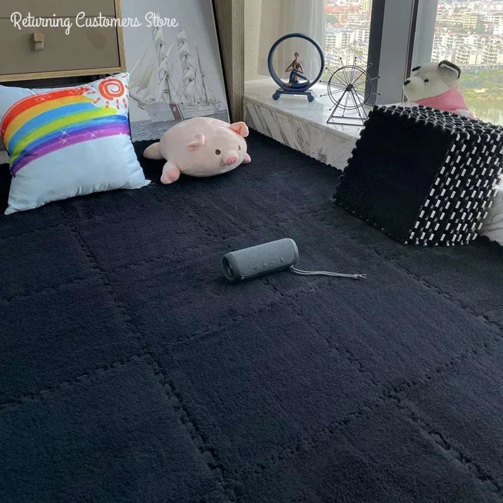 30*30CM Soft Plush Children Kids Rug Play Mat Puzzle Carpet Warm Playmat Interlocking Exercise Tiles Floor Carpet Decoration Mat Writings On The Wall 