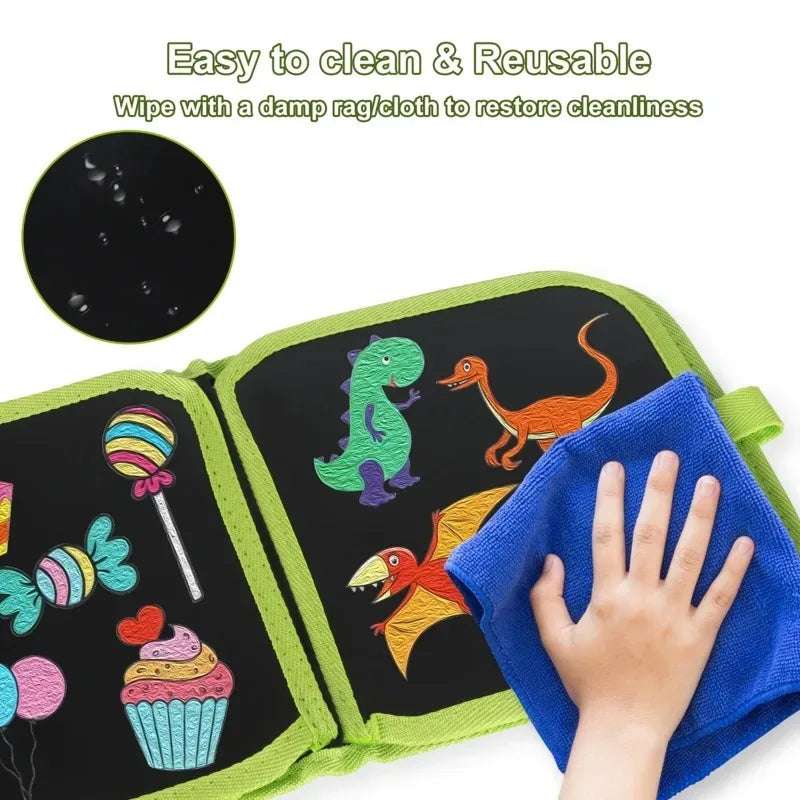 Montessori Portable Painting Book Set Magic Blackboard Coloring Pen Wiping Reusable Drawing Diy Puzzle Educational Toys Writings On The Wall 