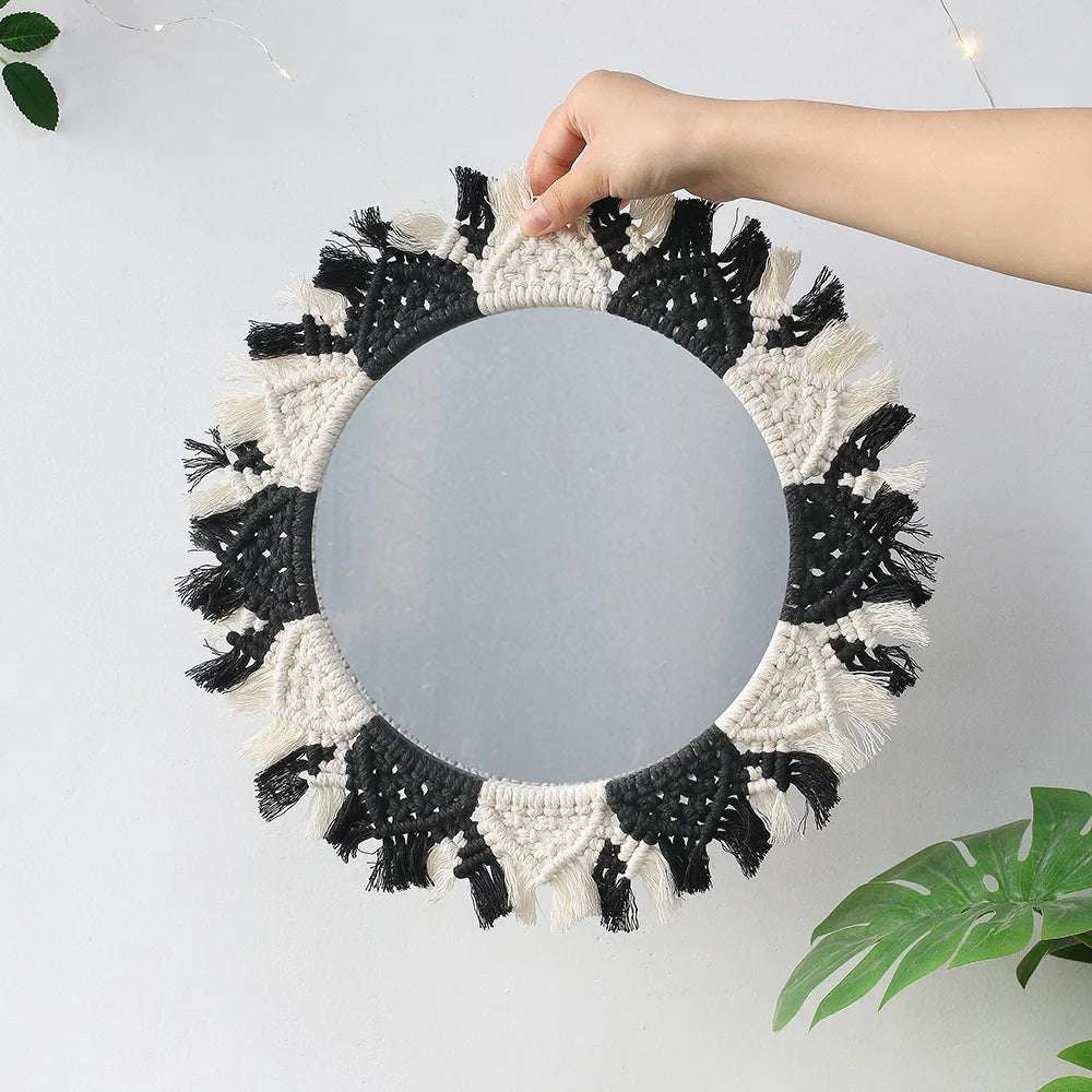 Wall Mirror Macrame Decorative Mirrors Boho Home Decor Wall Hanging Mirror for Living Room Decoration Bedroom Baby Nursery Gift Writings On The Wall 