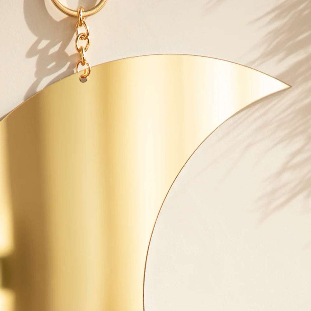 Gold Moon Mirror Acrylic Makeup Mirror Hanging Decorative Mirrors for Wall Bedroom Living Room Bathroom Apartment Home Decor Writings On The Wall 