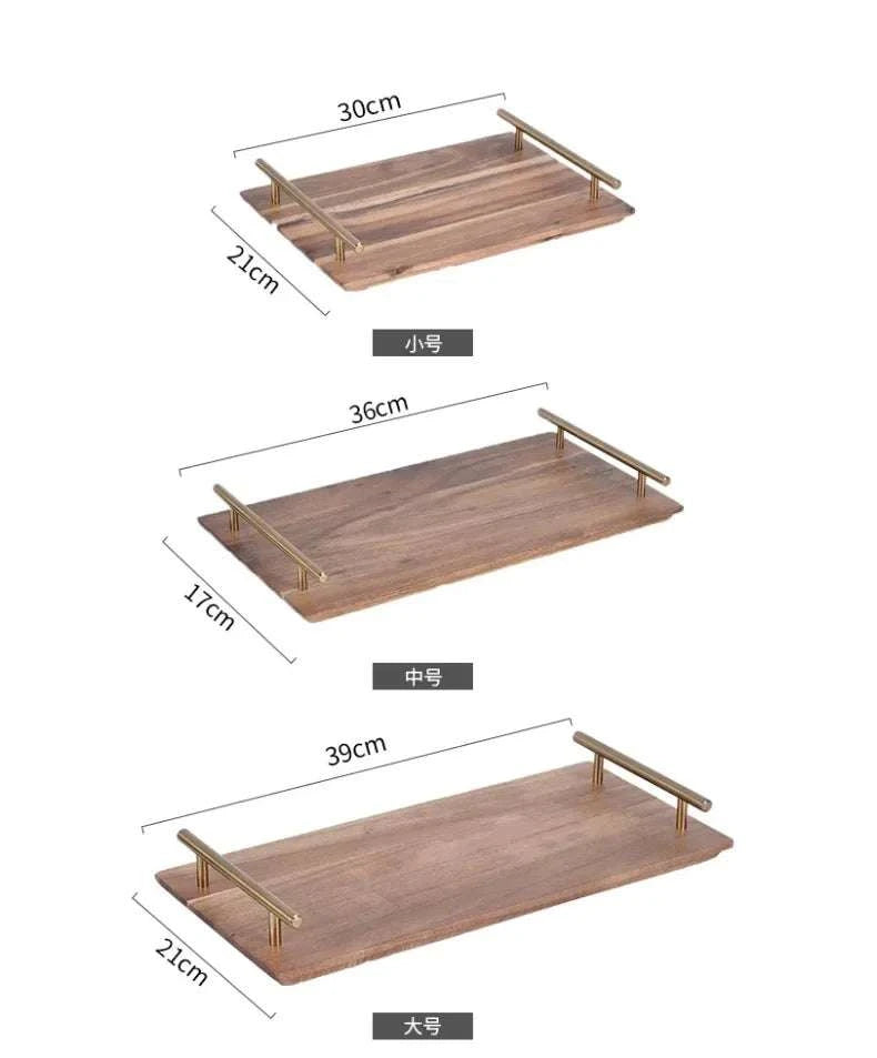 Kitchen Tray for Serving Food Trays for Desserts Dessert Tray With Handles Wooden Serve Storage Coffee Fruit Snack Drink Sweets Writings On The Wall 
