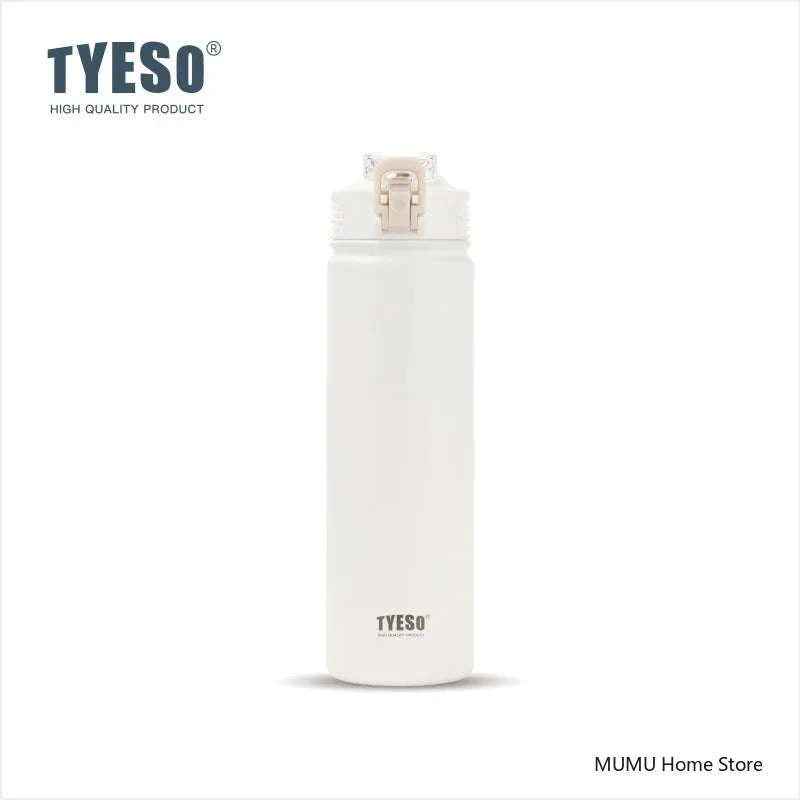 TYESO 600/750ML Thermos Bottle With Straw Stainless Steel Car Thermal Cup Sports Water Bottles Keeps Cold and Heat Thermal Mug Writings On The Wall 
