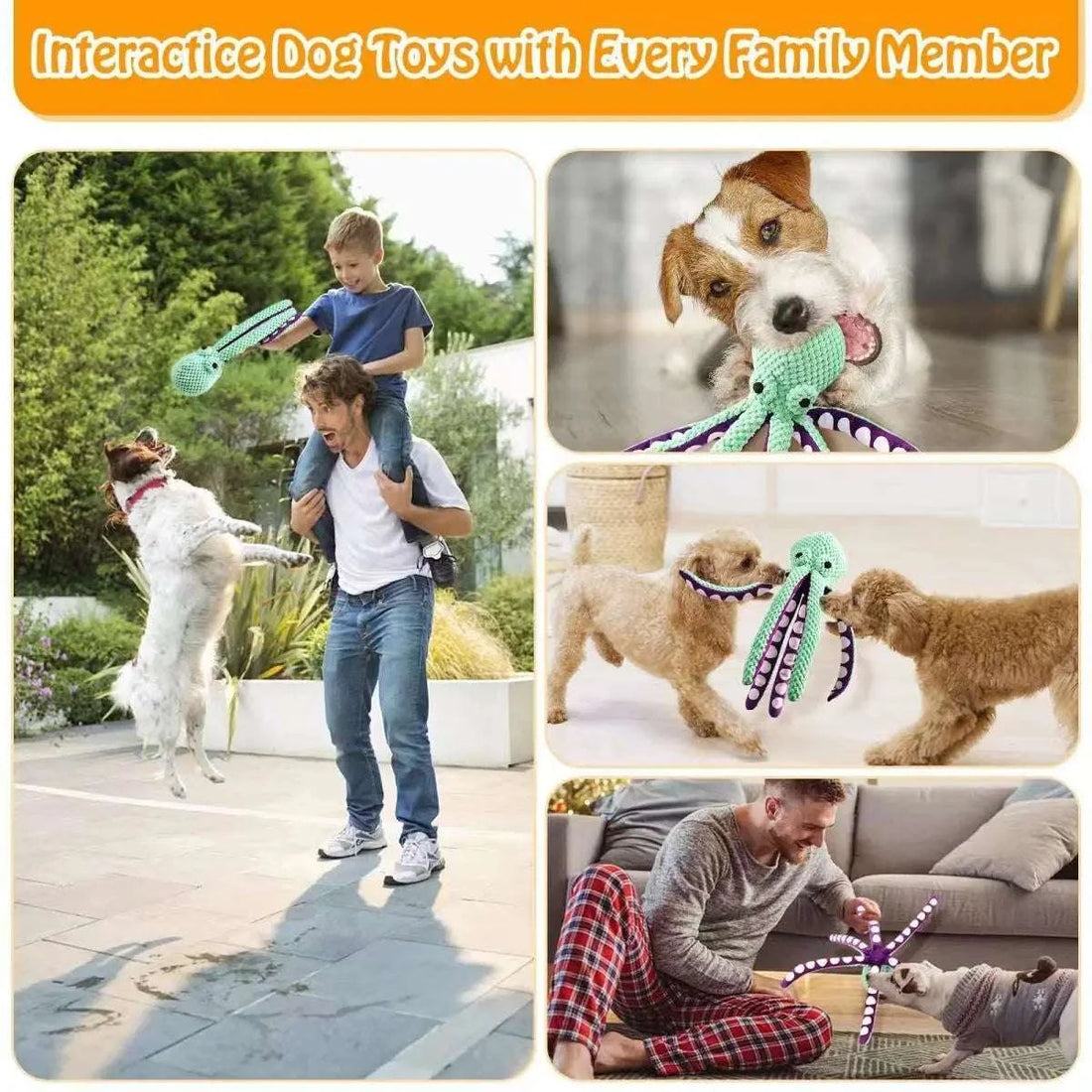 Dog pet plush octopus toy interactive sound anti-demolition home large and small dog boredom companion toy Writings On The Wall 