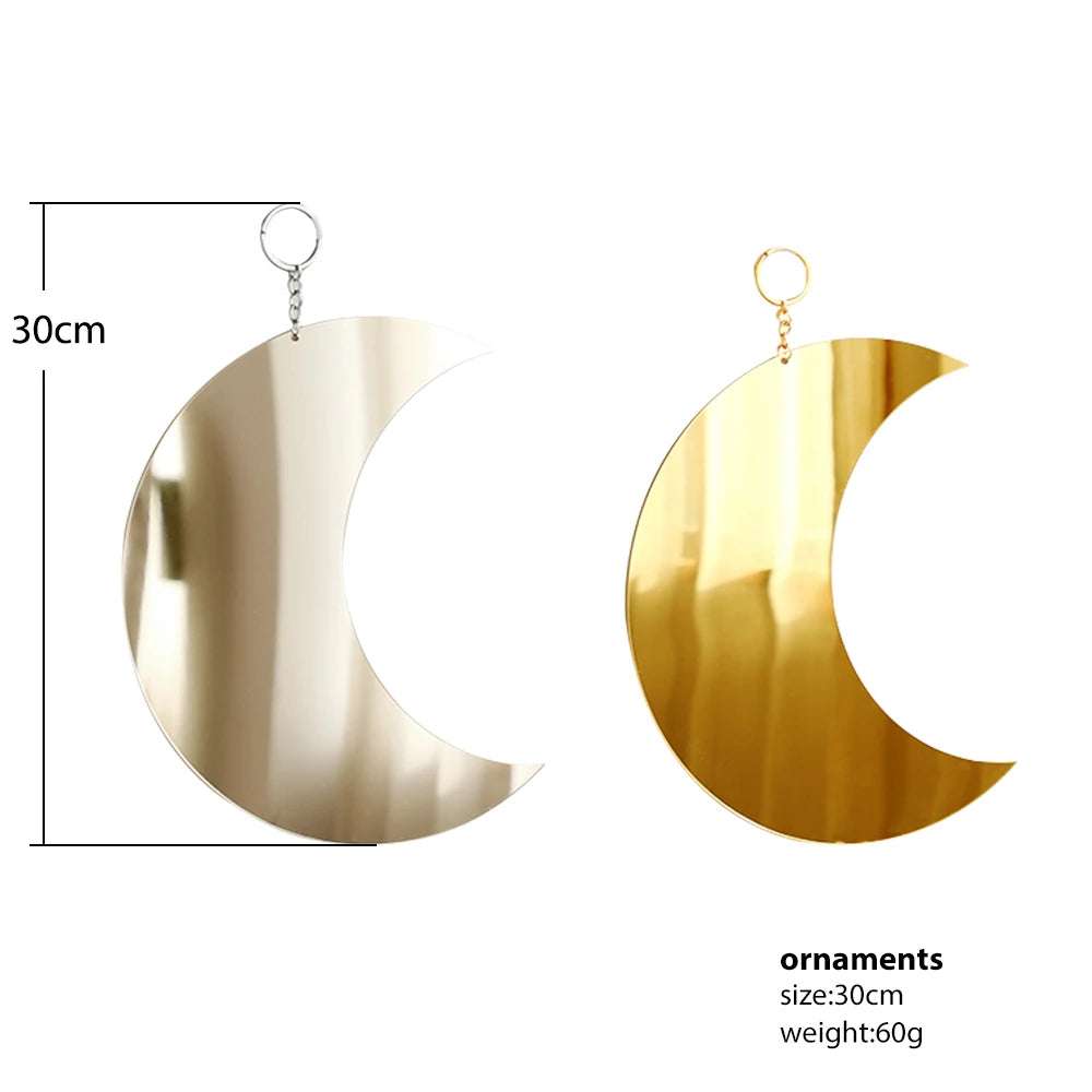Gold Moon Mirror Acrylic Makeup Mirror Hanging Decorative Mirrors for Wall Bedroom Living Room Bathroom Apartment Home Decor Writings On The Wall 