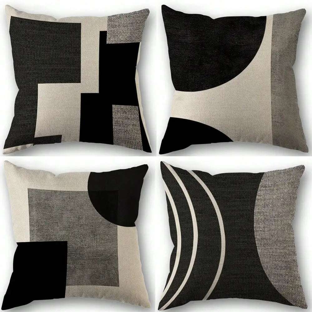1/4pcs Abstract Geometric Throw Pillow Covers 45X45cm Modern Boho Black And White Decorative Cushion Cases Home Decor Writings On The Wall 