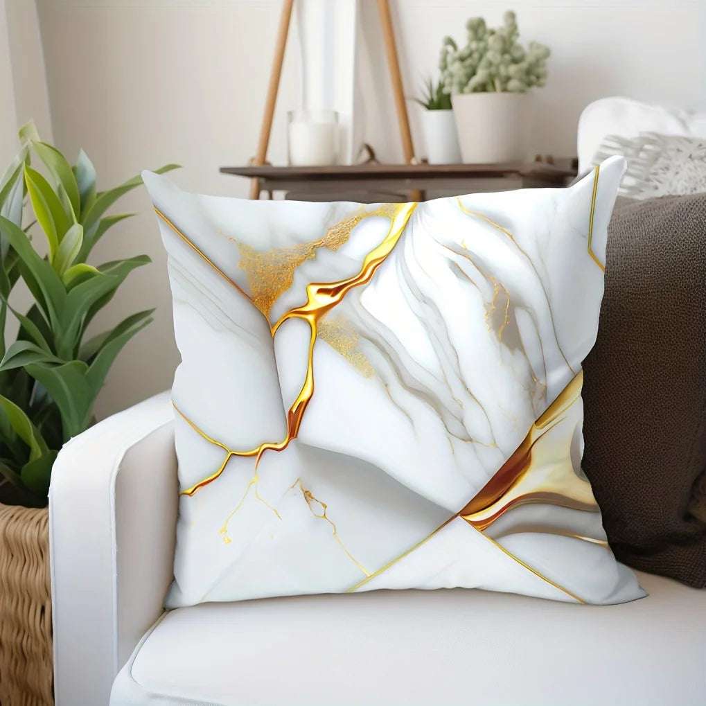 1pc Marble Textured Throw Pillowcase, Bedding Throw Pillow Cover ForLiving Room Bedroom Sofa, No Pillow Insert, 17.71*17.71in Writings On The Wall 