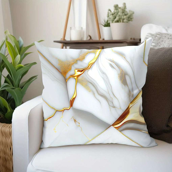 1pc Marble Textured Throw Pillowcase, Bedding Throw Pillow Cover ForLiving Room Bedroom Sofa, No Pillow Insert, 17.71*17.71in Writings On The Wall 