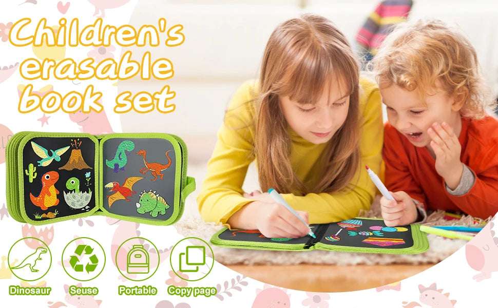 Montessori Portable Painting Book Set Magic Blackboard Coloring Pen Wiping Reusable Drawing Diy Puzzle Educational Toys Writings On The Wall 