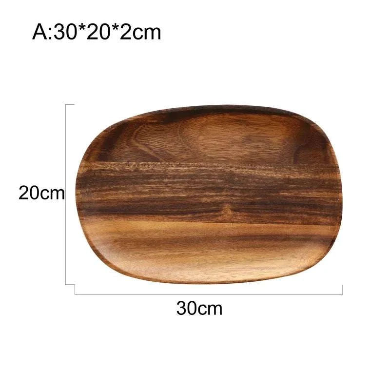 Solid Wood Dinner Plates Irregular Oval Serving Tray Fruit Dishes Dry Fruit Sushi Tea Tray Bread Wooden Plate Home Decoration Writings On The Wall 