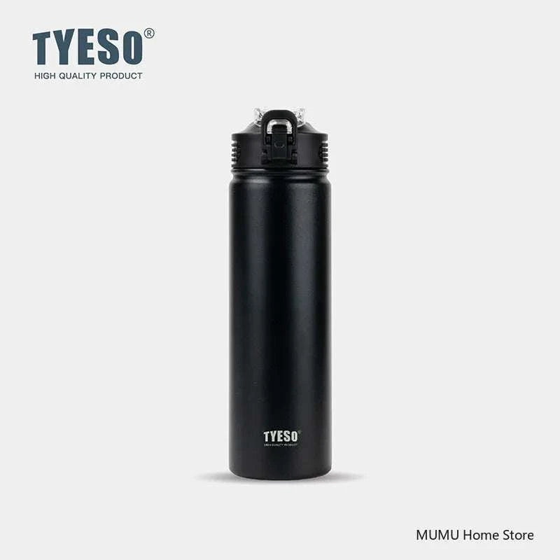 TYESO 600/750ML Thermos Bottle With Straw Stainless Steel Car Thermal Cup Sports Water Bottles Keeps Cold and Heat Thermal Mug Writings On The Wall 