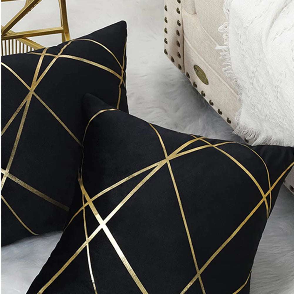 Fashion Design Velvet Cushion Cover 45x45cm Home Decor Golden Line Sofa Pillow Cover Home Pillowcase Writings On The Wall 